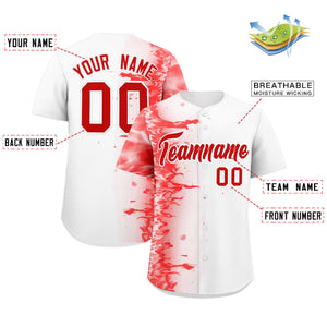 Custom White Personalized 3D Flame Design Authentic Baseball Jersey