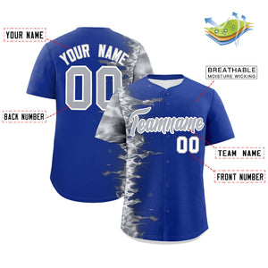 Custom Royal Personalized 3D Flame Design Authentic Baseball Jersey