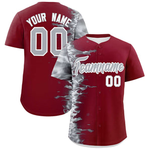 Custom Crimson Personalized 3D Flame Design Authentic Baseball Jersey