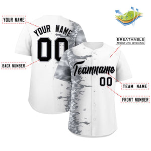 Custom White Personalized 3D Flame Design Authentic Baseball Jersey