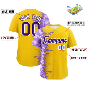 Custom Gold Personalized 3D Flame Design Authentic Baseball Jersey