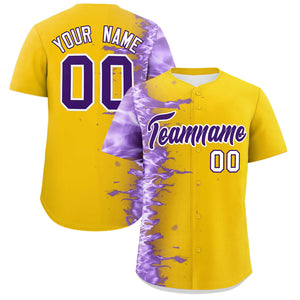 Custom Gold Personalized 3D Flame Design Authentic Baseball Jersey