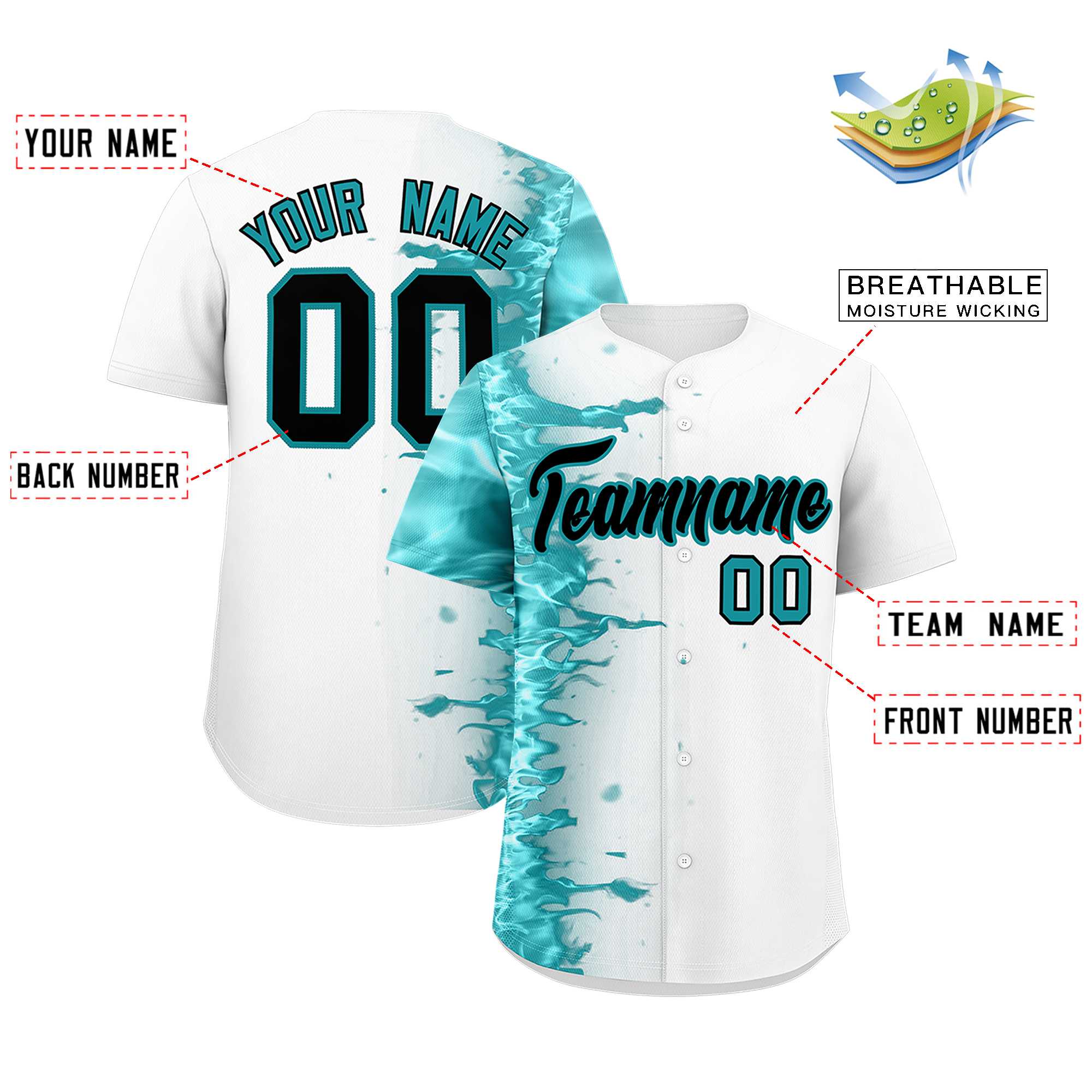 Custom White Personalized 3D Flame Design Authentic Baseball Jersey