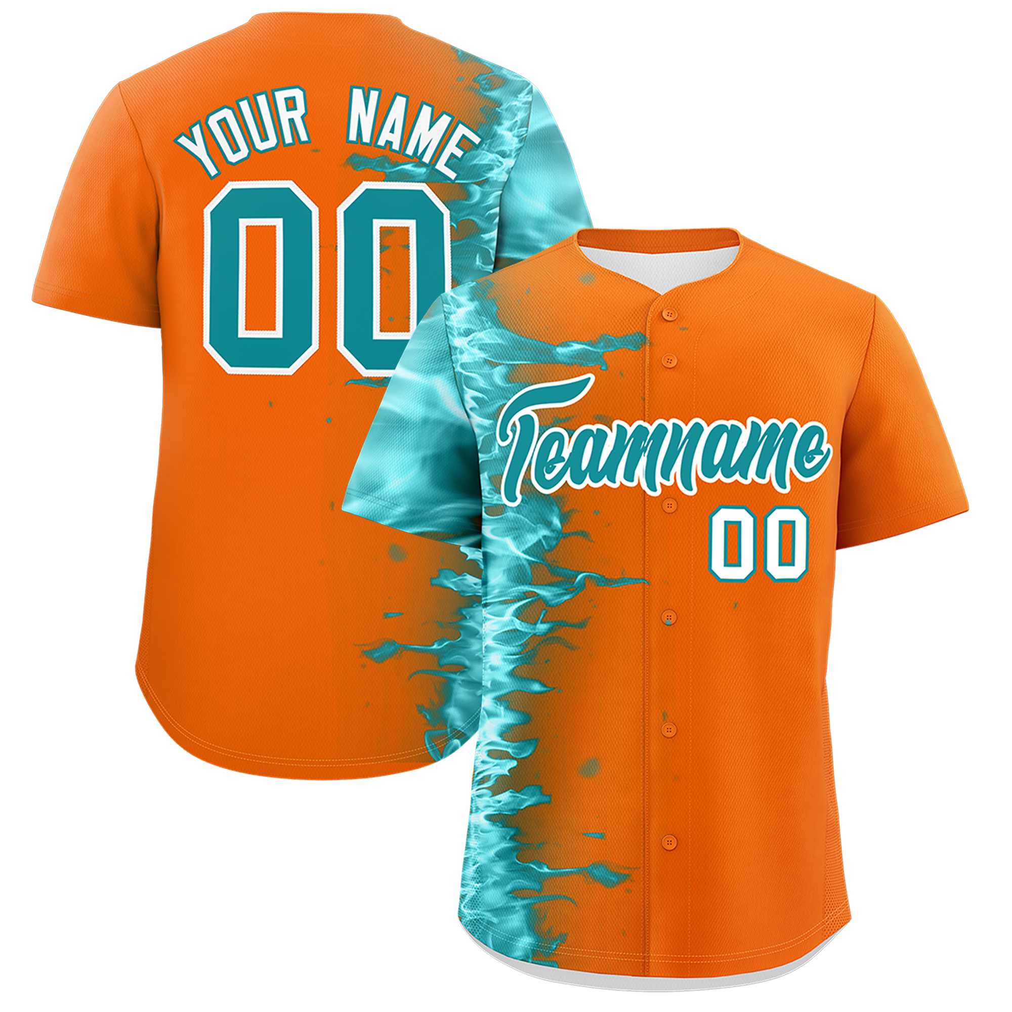 Custom Orange Personalized 3D Flame Design Authentic Baseball Jersey