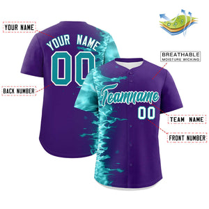 Custom Purple Personalized 3D Flame Design Authentic Baseball Jersey