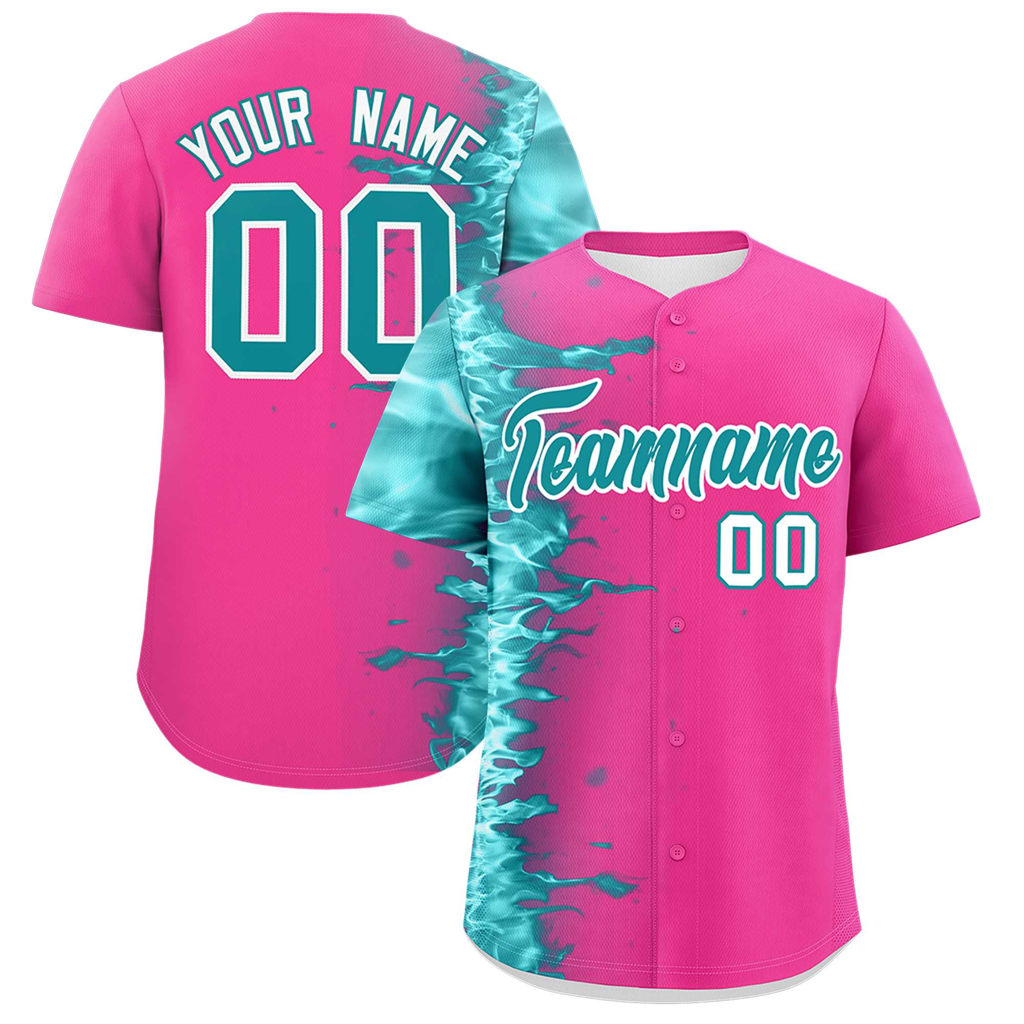 Custom Pink Personalized 3D Flame Design Authentic Baseball Jersey