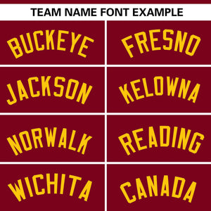 Custom Crimson Gold Personalized Gradient Ribbed Design Authentic Baseball Jersey