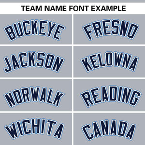 Custom Light Gray Navy Personalized Gradient Ribbed Design Authentic Baseball Jersey