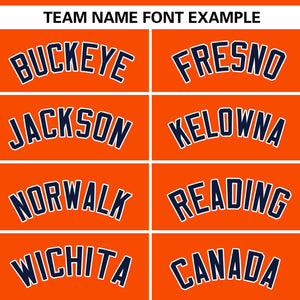 Custom Orange Navy Personalized Gradient Ribbed Design Authentic Baseball Jersey