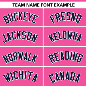 Custom Pink Navy Personalized Gradient Ribbed Design Authentic Baseball Jersey