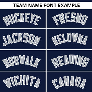 Custom Navy Light Gray Personalized Gradient Ribbed Design Authentic Baseball Jersey