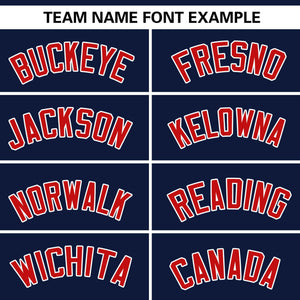 Custom Navy Red Personalized Gradient Ribbed Design Authentic Baseball Jersey