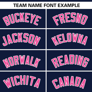 Custom Navy Pink Personalized Gradient Ribbed Design Authentic Baseball Jersey