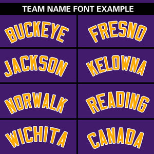 Custom Purple Yellow Personalized Gradient Ribbed Design Authentic Baseball Jersey