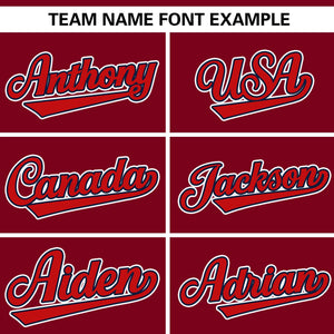 Custom Crimson Red Personalized Gradient Ribbed Design Authentic Baseball Jersey