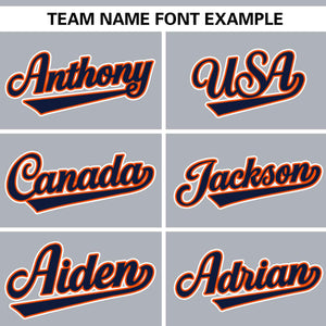 Custom Light Gray Navy Personalized Gradient Ribbed Design Authentic Baseball Jersey