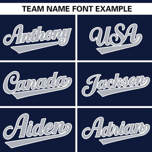 Custom Navy Light Gray Personalized Gradient Ribbed Design Authentic Baseball Jersey