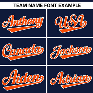 Custom Navy Orange Personalized Gradient Ribbed Design Authentic Baseball Jersey