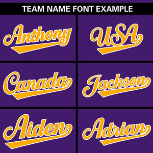 Custom Purple Yellow Personalized Gradient Ribbed Design Authentic Baseball Jersey