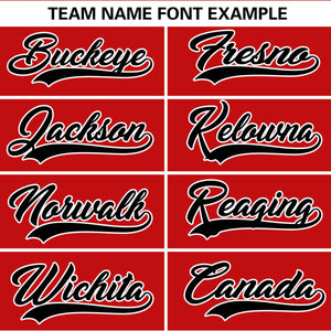 Custom Red Black Personalized Gradient Ribbed Design Authentic Baseball Jersey