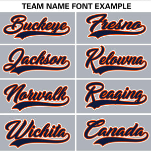 Custom Light Gray Navy Personalized Gradient Ribbed Design Authentic Baseball Jersey