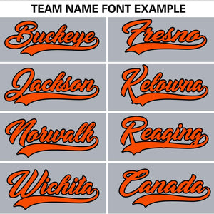 Custom Light Gray Orange Personalized Gradient Ribbed Design Authentic Baseball Jersey