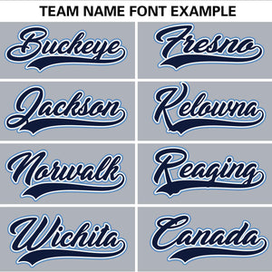 Custom Light Gray Navy Personalized Gradient Ribbed Design Authentic Baseball Jersey