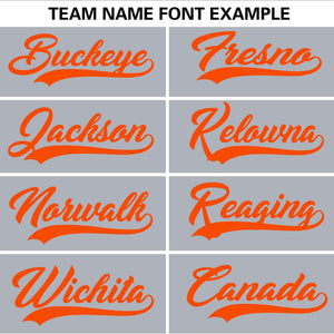 Custom Light Gray Orange Personalized Gradient Ribbed Design Authentic Baseball Jersey