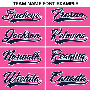 Custom Pink Navy Personalized Gradient Ribbed Design Authentic Baseball Jersey