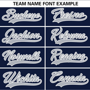 Custom Navy Light Gray Personalized Gradient Ribbed Design Authentic Baseball Jersey