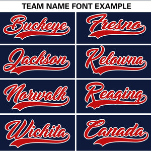 Custom Navy Red Personalized Gradient Ribbed Design Authentic Baseball Jersey