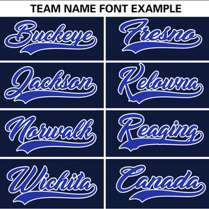 Custom Navy Royal Personalized Gradient Ribbed Design Authentic Baseball Jersey