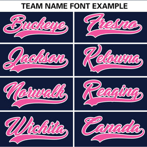 Custom Navy Pink Personalized Gradient Ribbed Design Authentic Baseball Jersey