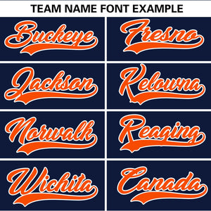 Custom Navy Orange Personalized Gradient Ribbed Design Authentic Baseball Jersey