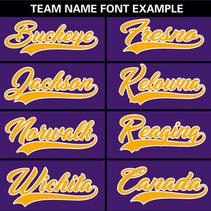 Custom Purple Yellow Personalized Gradient Ribbed Design Authentic Baseball Jersey