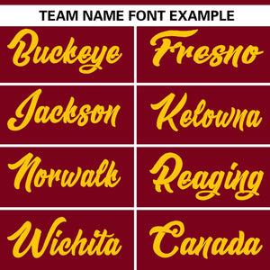 Custom Crimson Gold Personalized Gradient Ribbed Design Authentic Baseball Jersey