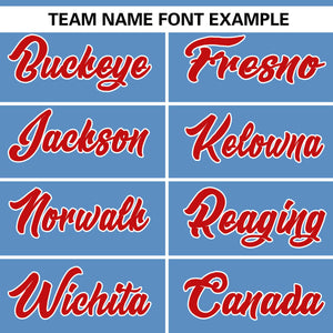 Custom Light Blue Red Personalized Gradient Ribbed Design Authentic Baseball Jersey