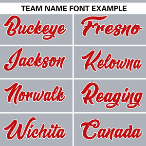 Custom Light Gray Red Personalized Gradient Ribbed Design Authentic Baseball Jersey