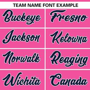 Custom Pink Navy Personalized Gradient Ribbed Design Authentic Baseball Jersey