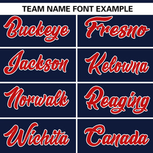 Custom Navy Red Personalized Gradient Ribbed Design Authentic Baseball Jersey