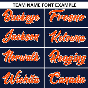 Custom Navy Orange Personalized Gradient Ribbed Design Authentic Baseball Jersey