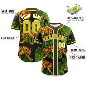 Custom Olive Personalized Leopard Graffiti Pattern Authentic Baseball Jersey