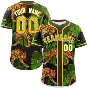 Custom Olive Personalized Leopard Graffiti Pattern Authentic Baseball Jersey