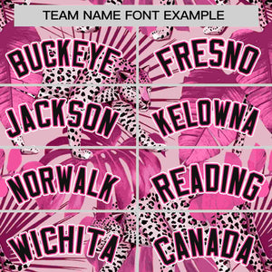 Custom Pink Personalized Leopard Graffiti Pattern Authentic Baseball Jersey