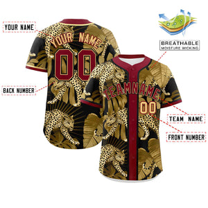 Custom Crimson Personalized Leopard Graffiti Pattern Authentic Baseball Jersey