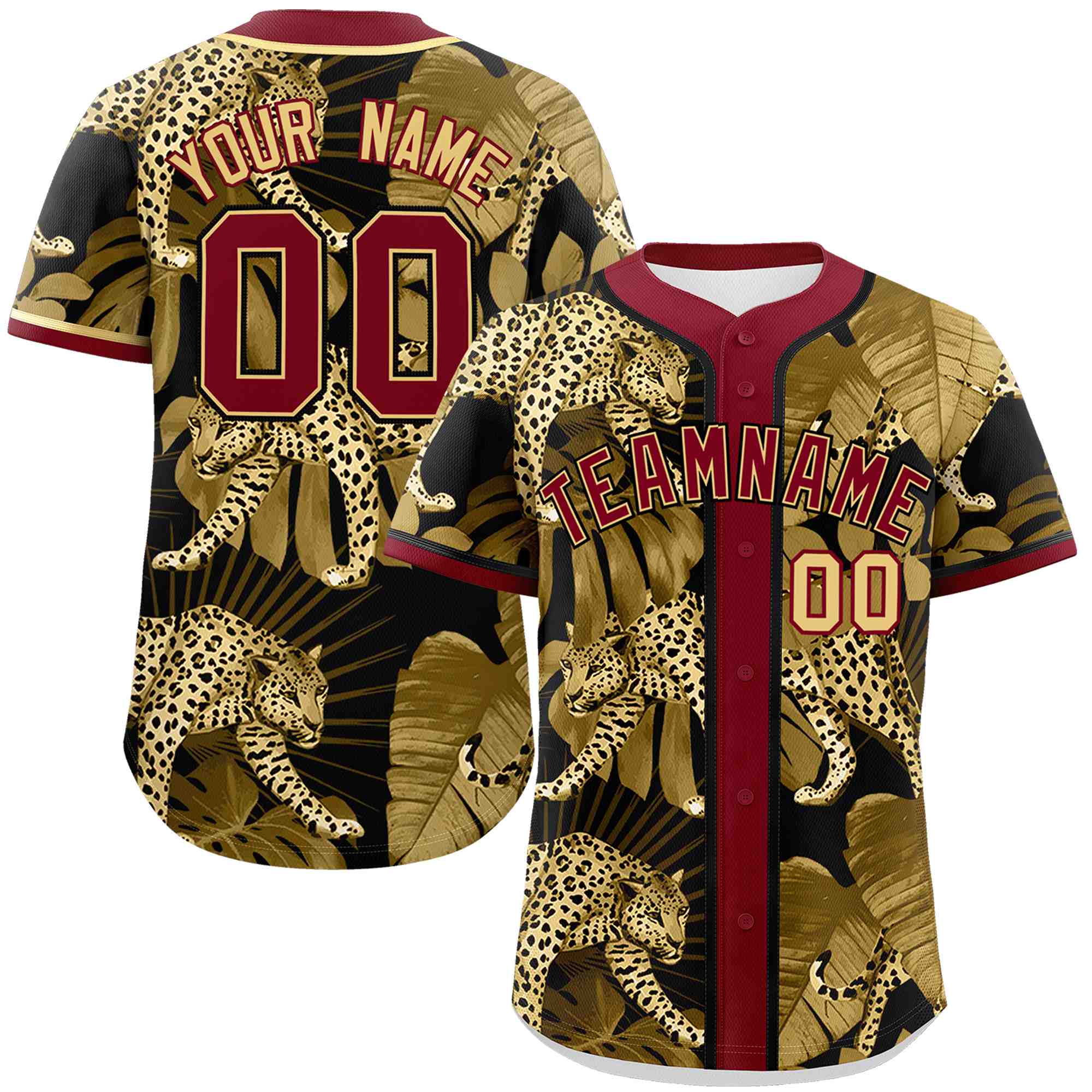 Custom Crimson Personalized Leopard Graffiti Pattern Authentic Baseball Jersey