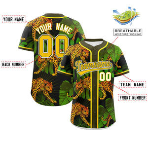 Custom Olive Personalized Leopard Graffiti Pattern Authentic Baseball Jersey