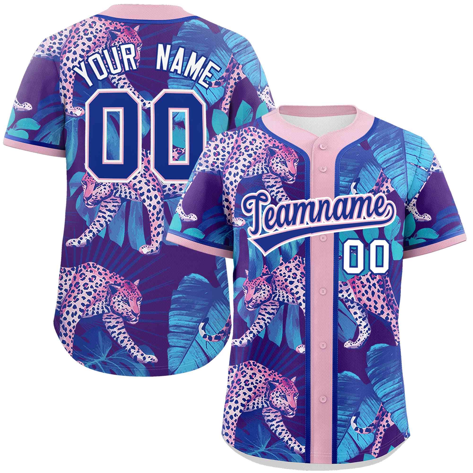 Custom Pink Personalized Leopard Graffiti Pattern Authentic Baseball Jersey