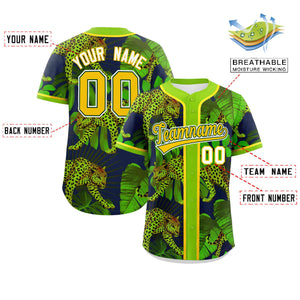 Custom Neon Green Personalized Leopard Graffiti Pattern Authentic Baseball Jersey