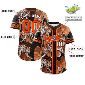 Custom Brown Personalized Leopard Graffiti Pattern Authentic Baseball Jersey